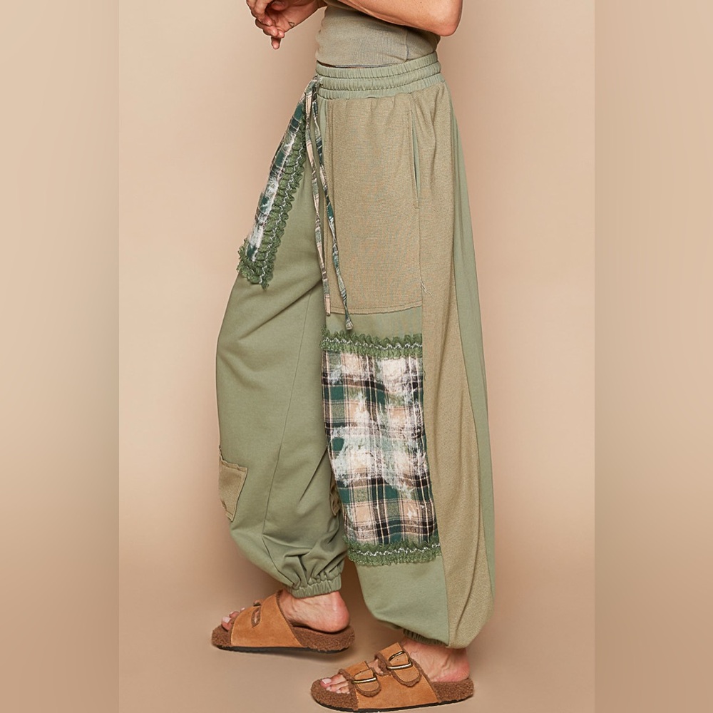 Pol Green Patchwork Pants - image 3